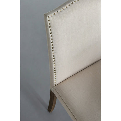 铆钉米色无扶手餐椅 2 件套