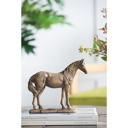 素朴なゴールド仕上げの馬の像 高さ18cm