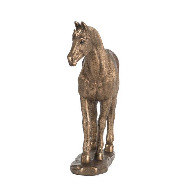 素朴なゴールド仕上げの馬の像 高さ18cm