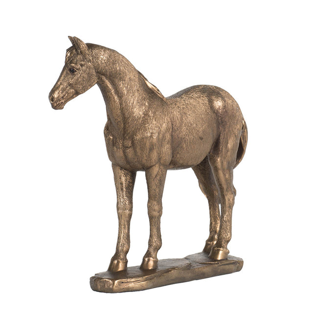 素朴なゴールド仕上げの馬の像 高さ18cm