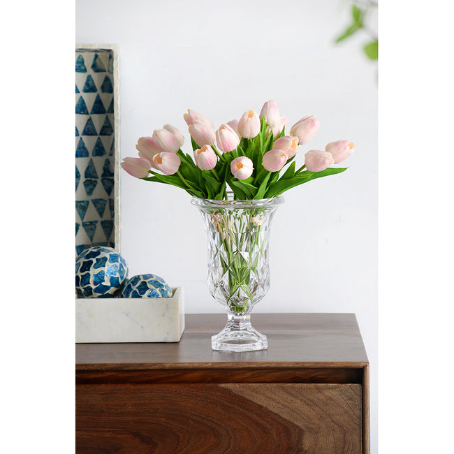 Diamond Pattern Pedestal Vase 24Cmh
