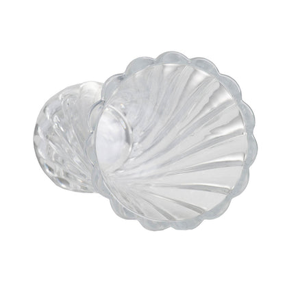 Clear Glass Curved Column Vase 20Cmh. Spiral Pattern That Easily Complements Arrangements Of Foliage And Flowers