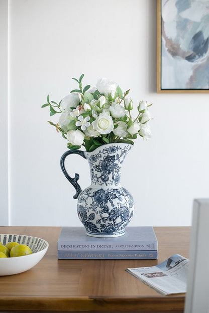 中国风装饰水壶 31 厘米高。中国风图案的古典优雅