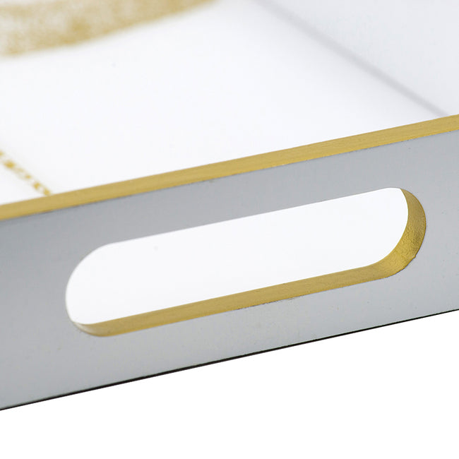 Dragonfly Serving Tray. 40Cm. Printed Gold Dragonfly Motif. Understated Elegance