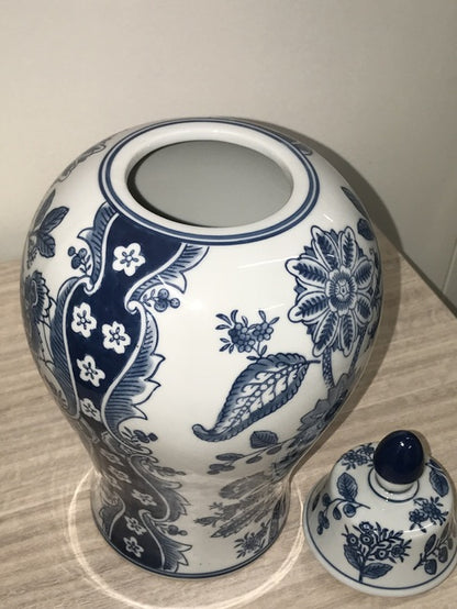 Nanjing Lidded Jar 32Cms Tall. This Ginger Jar Draws Inspiration From Ming Dynasty Designs To Create A Timeless Yet Functional Home Accent Piece.