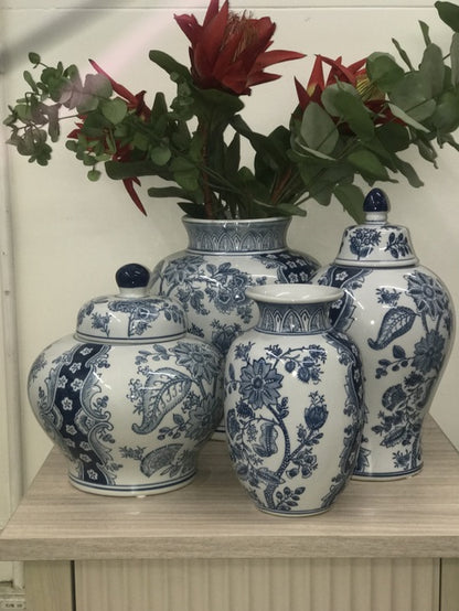 Nanjing Ginger Jar 23Cms Tall Detailed Blue Floral Motifs. Antique-Inspired Charm. Whether Displayed Empty Or Filled With A Vibrant Collection Of Flow