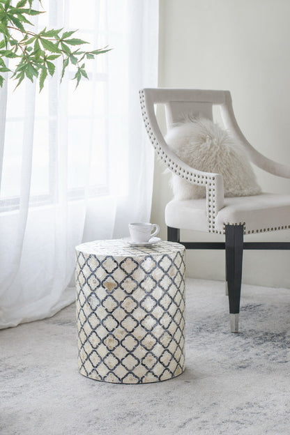 Geometric Patterned Stool. Can Serve As Either An End Table Or A Stool. Convenient And Contemporary, You Will Have No Trouble Finding A Spot For This