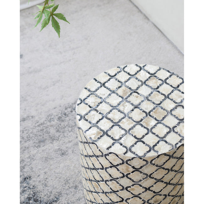 Geometric Patterned Stool. Can Serve As Either An End Table Or A Stool. Convenient And Contemporary, You Will Have No Trouble Finding A Spot For This