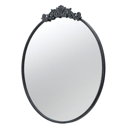 Baroque Black Round Wall Mirror 98Cm. The Black Framing Makes This A Striking Focal Piece. 