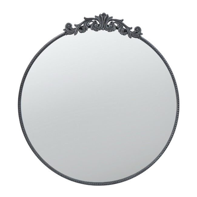Baroque Black Round Wall Mirror 98Cm. The Black Framing Makes This A Striking Focal Piece. 