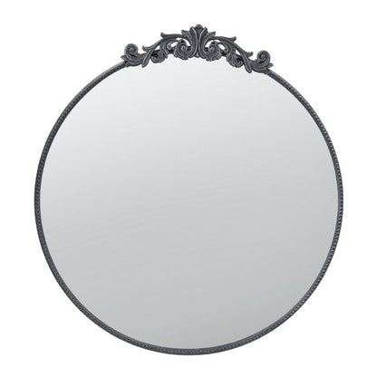 Baroque Black Round Wall Mirror 98Cm. The Black Framing Makes This A Striking Focal Piece. 