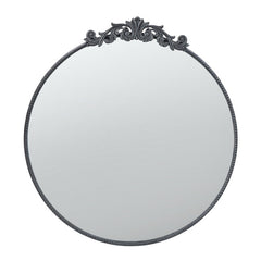 Baroque Black Round Wall Mirror 98Cm. The Black Framing Makes This A Striking Focal Piece. 