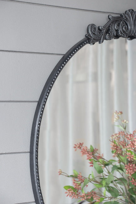 Baroque Black Round Wall Mirror 98Cm. The Black Framing Makes This A Striking Focal Piece. 