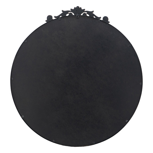 Baroque Black Round Wall Mirror 98Cm. The Black Framing Makes This A Striking Focal Piece. 
