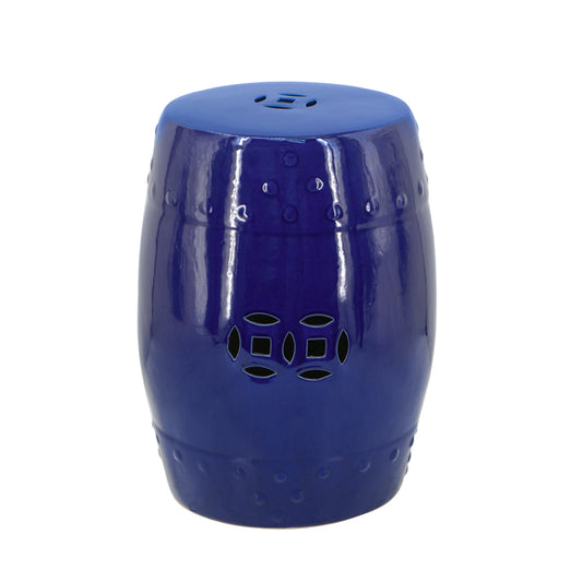 Cobalt Blue Ceramic Cut Out Stool 45Cmh