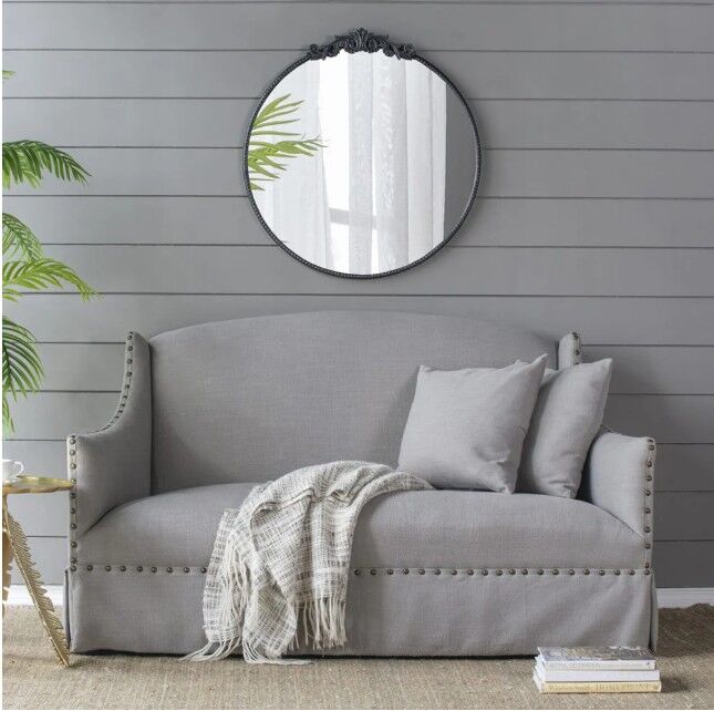 Baroque Black Round Mirror 76