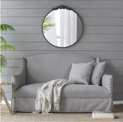 Baroque Black Round Mirror 76