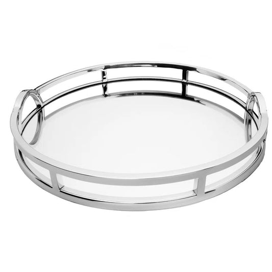 209N - Round Mirror W/Tray Arch Handles Small 38Cm