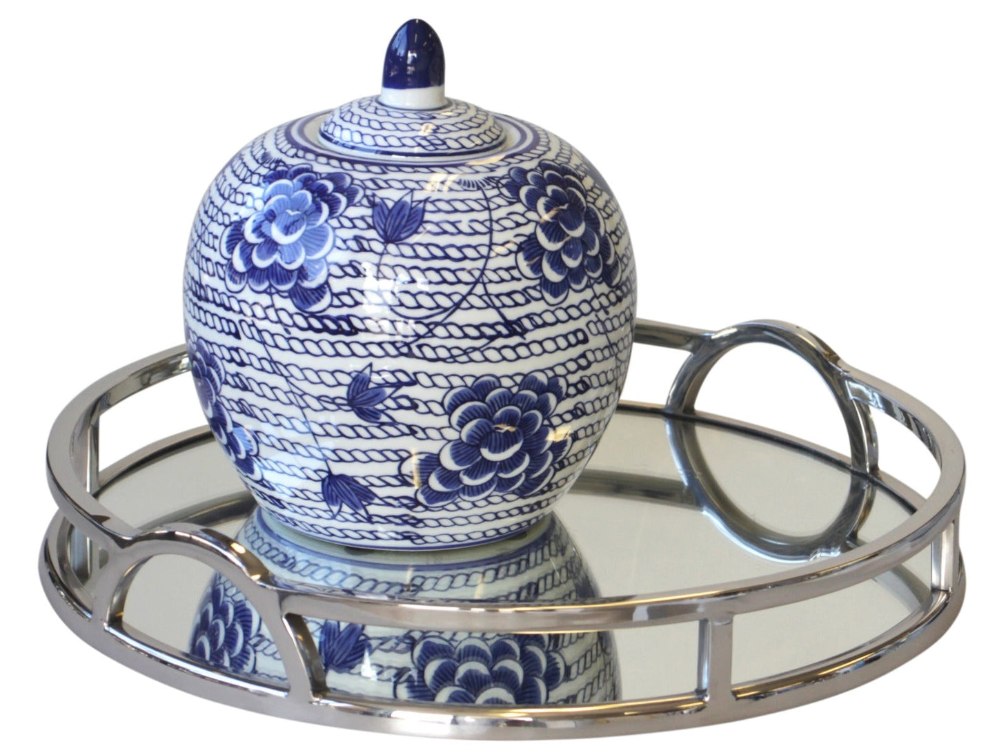 209N - Round Mirror W/Tray Arch Handles Small 38Cm