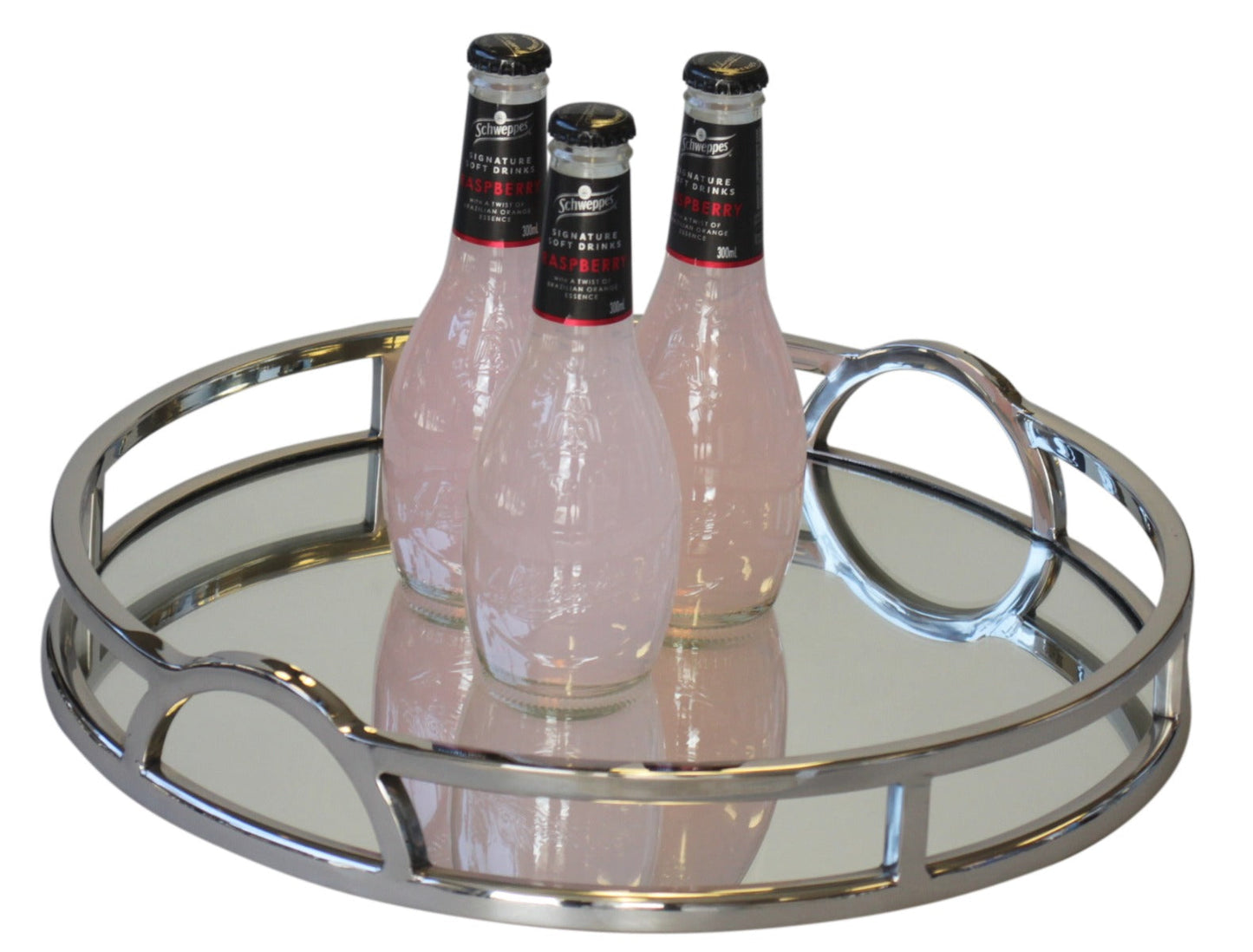 209N - Round Mirror W/Tray Arch Handles Small 38Cm