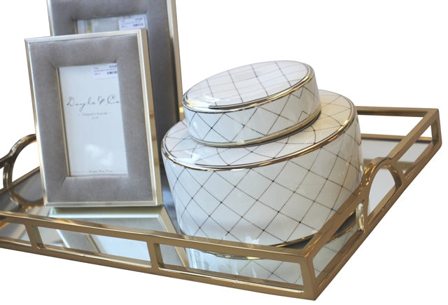 209W - Large Rectangle Arch Handle Tray 56Cm Gold