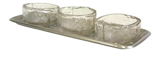 210T - 3 Mottled Glass Bowls W/Tray