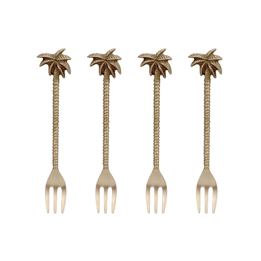 Palm Tree Brass Fork - Set Of 4