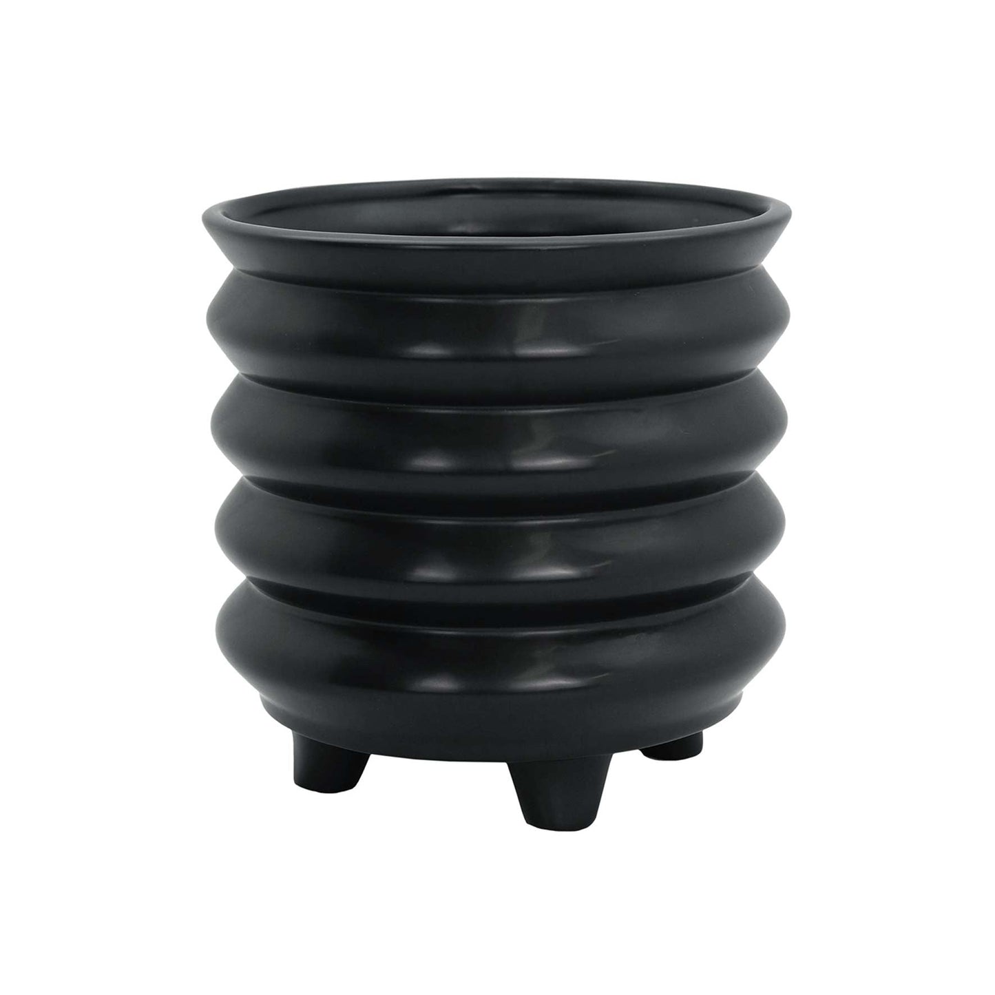 Bonnie Black Ribbed Planter