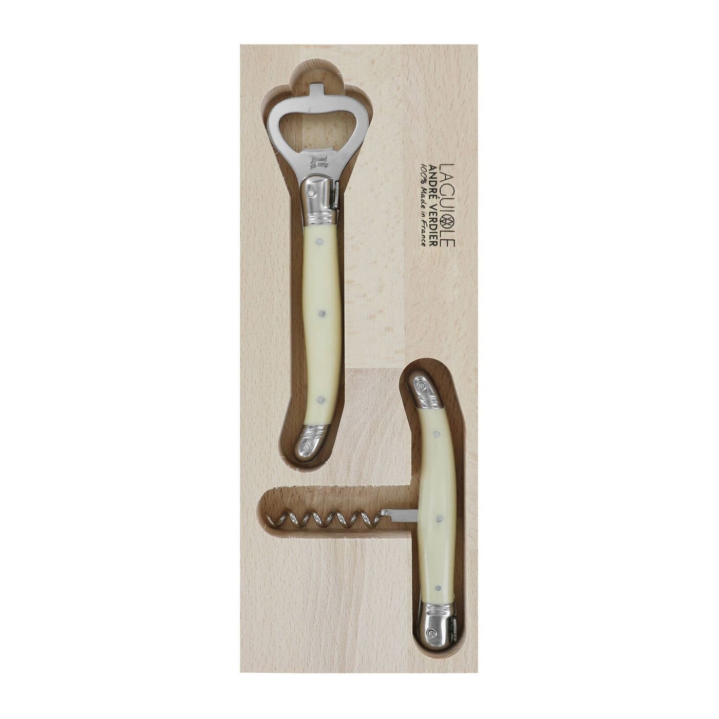 Andre Verdier Debutant Apero - Corkscrew & Bottle Opener - Ivory -2pcs Set