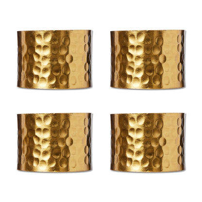 Alma Gold Beaten Napkin Ring Set Of 4