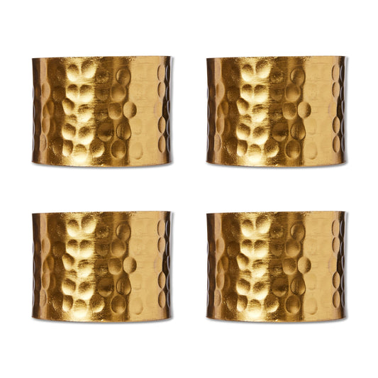 Alma Gold Beaten Napkin Ring Set Of 4