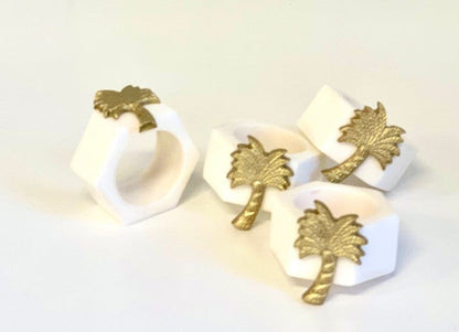 23H - Set Of 4 Resin Napkin Rings With Palm