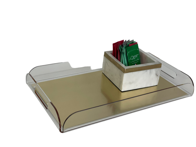 23G - Rectangle Vanity Tray/Gold Base 42X25Cm