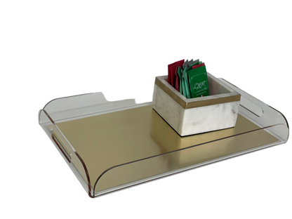 23G - Rectangle Vanity Tray/Gold Base 42X25Cm