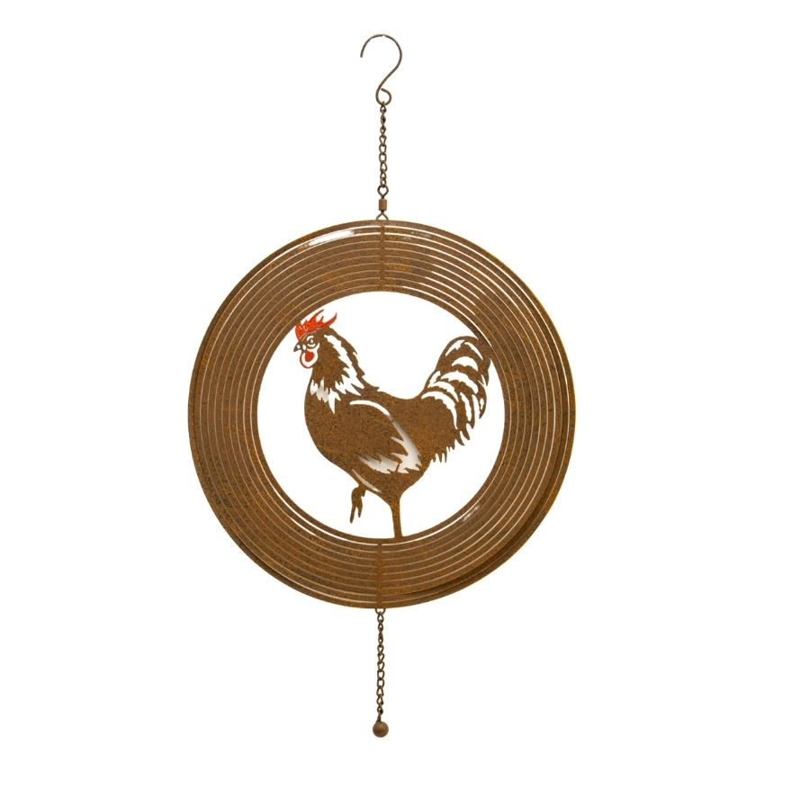 Rust Hanging Chook Spinner w/Chain + Hook 30x30x56cm