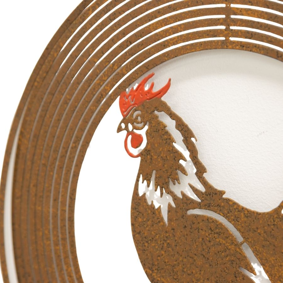 Rust Hanging Chook Spinner w/Chain + Hook 30x30x56cm