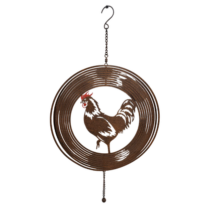 Rust Hanging Chook Spinner w/Chain + Hook 30x30x56cm