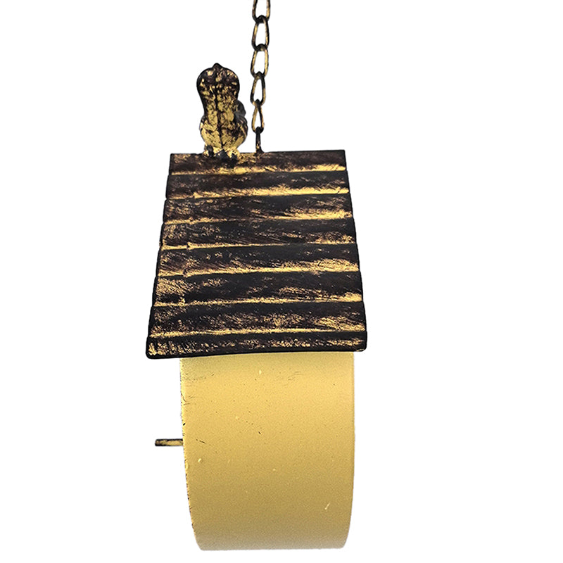 Hanging Yellow Distressed Birdhouse on chain 20x8x20-60cm (2)