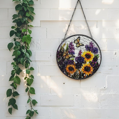 Flowers + Butterflies Stained Glass Sun Catcher 20x0.2x20-35cm