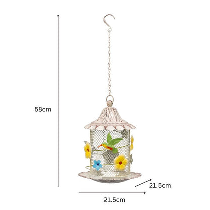 Hanging Mesh Birdfeeder w/Flowers + Bird 21.5x21.5x58cm