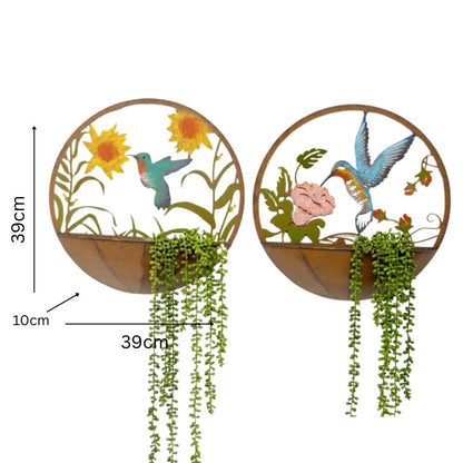 Set/2 Asst Humming Bird Wall Planters 39x10x39cm