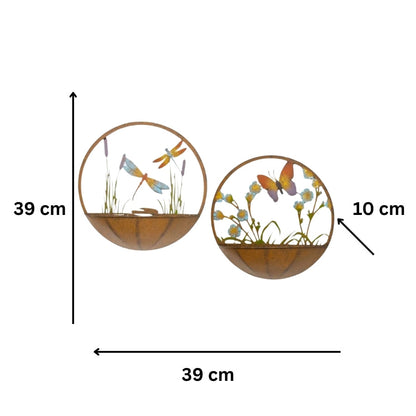 Set/2 Asst Dragonfly + Butterfly Wall Planters 39x10x39cm