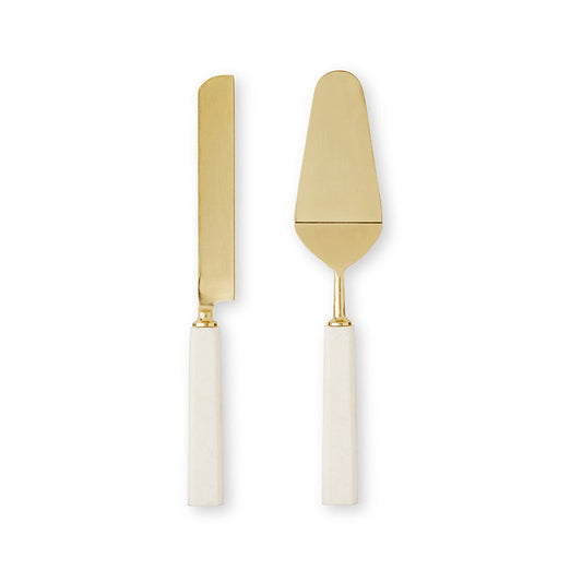 Aries Cream/Gold Cake Server Set