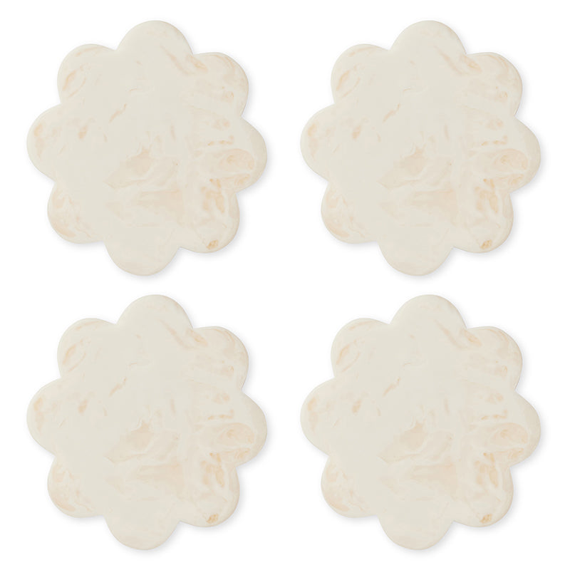Aries Cream Scallop Coaster Set 4