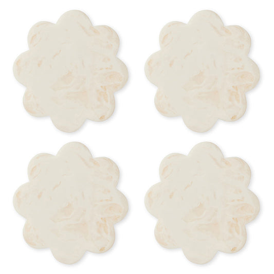 Aries Cream Scallop Coaster Set 4