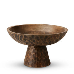 Carved Dark Wash Pedestal Bowl 34X20Cm