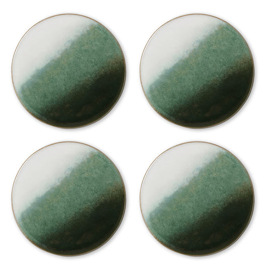 Ceramic Green Ombre Coaster Set 4 D10X.8Cm