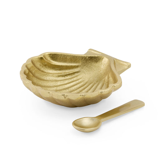 Scallop Gold Salt Dish + Spoon