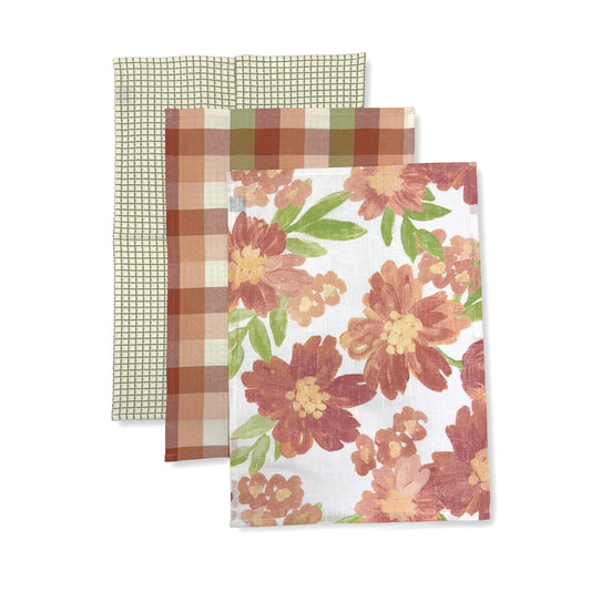 Rosie Large Floral Teatowel Pack 3