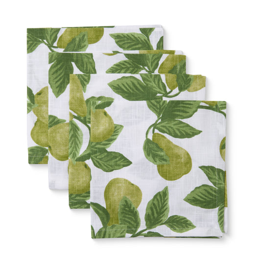 Pear Tree Green Napkin Set 4